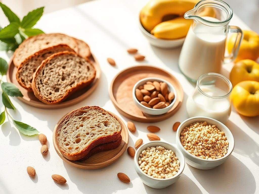 Free-from breakfast with gluten-free bread, plant-based milk and allergen-conscious ingredients